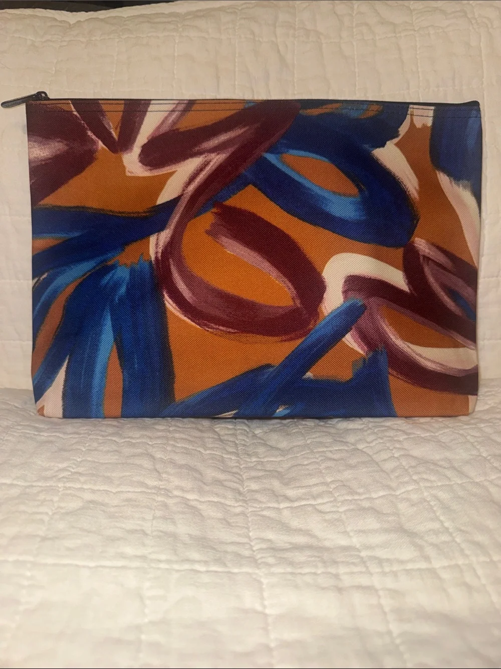 thirty-one Painted Brushstroke Travel Pouch - Blue, Brown & Burgundy